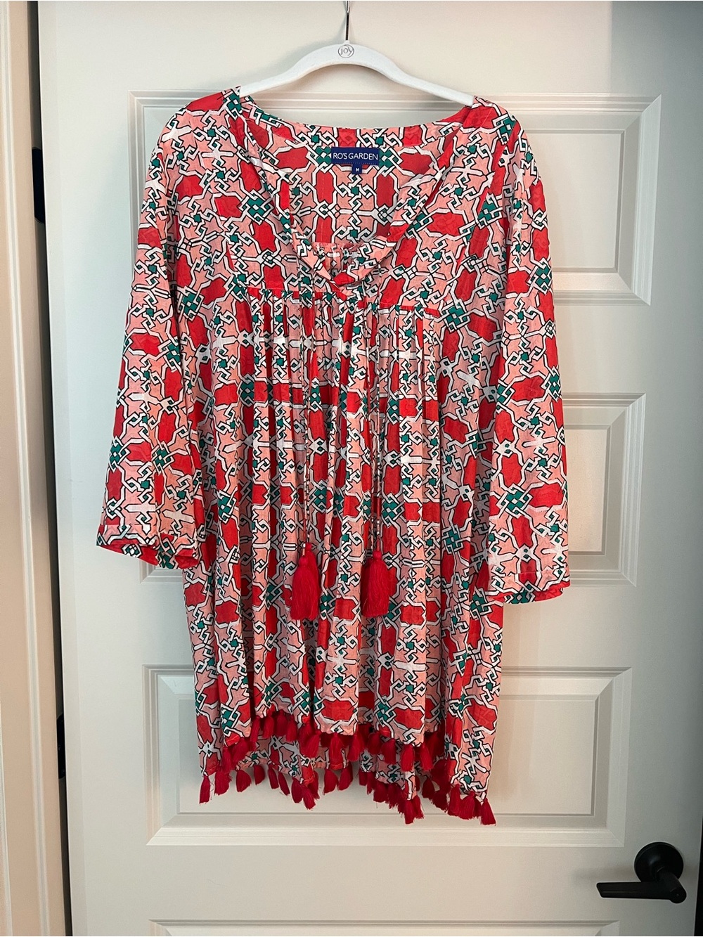 Ro’s Garden Red Geo Tassel Blouse